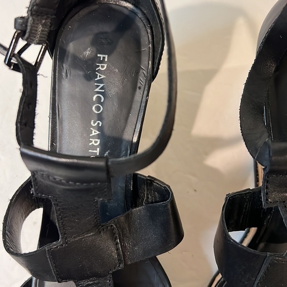 Franco Sarto Black Platform Wedge Cork Sandals Size 8 - Picture 3 of 14